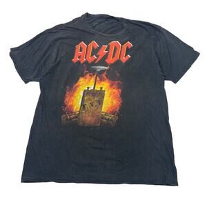 AC/DC Retro TNT Graphic Rock Band Tee T-Shirt FLAW Black Adult Size XL
